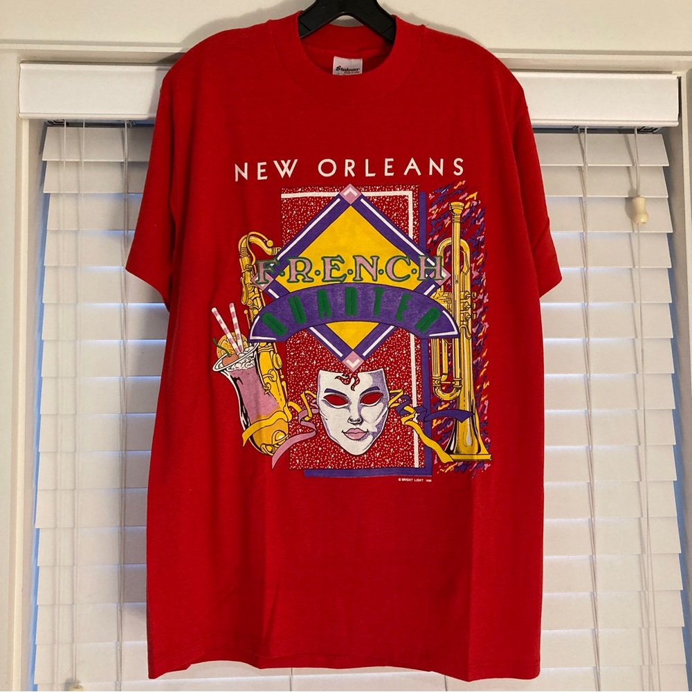 Vintage 80s Mardi Gras New Orleans French Quarter Single Stitch Stedman Tee NOS - Picture 2 of 8